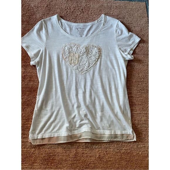 CHICO’S Women’s Heart of lace T-Shirt Size M - Picture 1 of 8